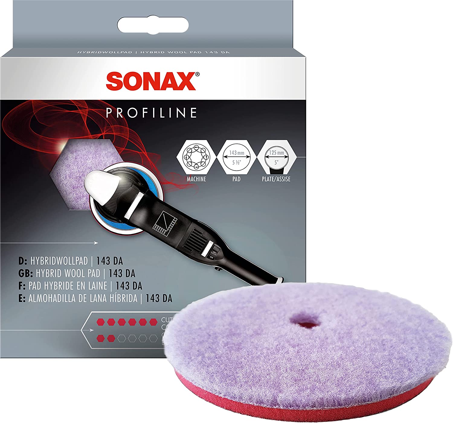 Sonax Hybrid Wool Pad 143mm DA